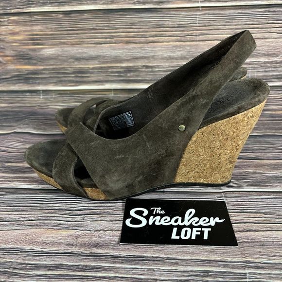 Ugg Hazel II Strappy Brown Suede Women's Wedges - Picture 3 of 8